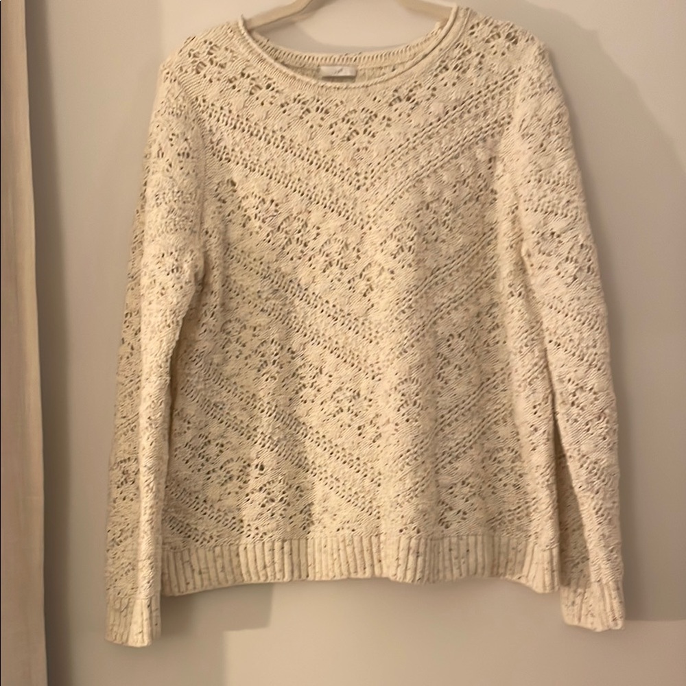 J Jill L Elegant Cream Knit Sweater